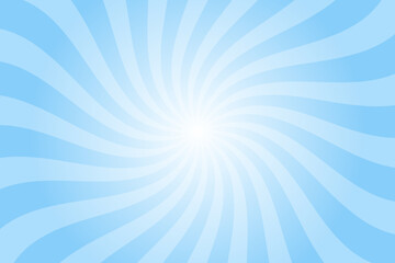 Candy color sunburst background. Abstract blue sunbeams design wallpaper. Colorful spinning lines for template, banner, poster, flyer. Sweet rotating cartoon swirl or whirlpool. Vector backdrop.