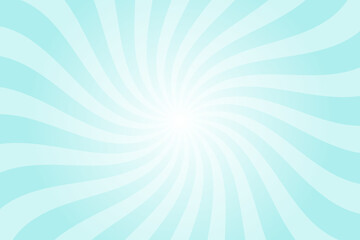 Candy color sunburst background. Abstract blue sunbeams design wallpaper. Colorful spinning lines for template, banner, poster, flyer. Sweet rotating cartoon swirl or whirlpool. Vector backdrop.