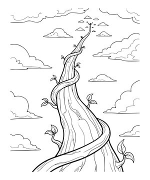 A giant beanstalk reaching the clouds