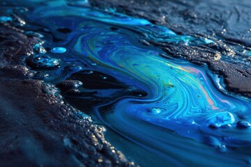 A blue liquid with a swirl pattern on the ground