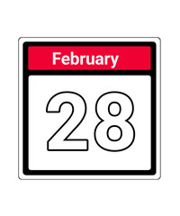 calendar icon february month date 28