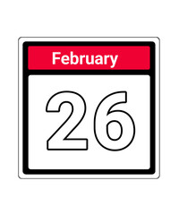 calendar icon february month date 26