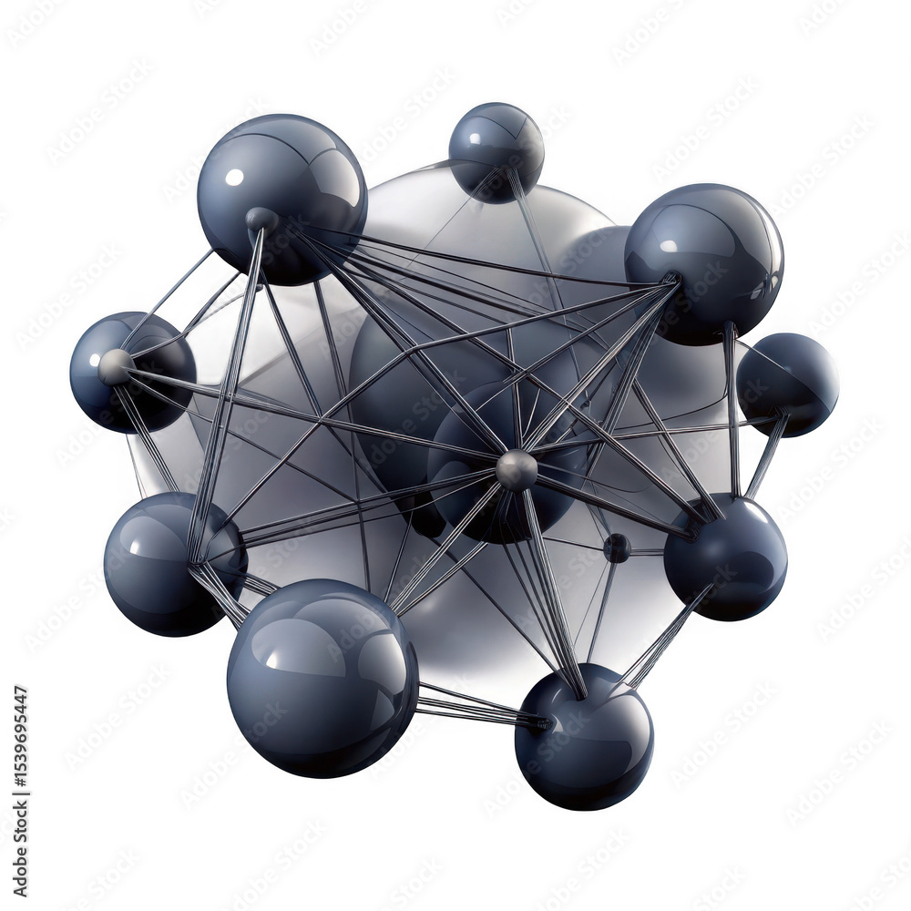 Poster abstract 3d molecular structure isolated on transparent background