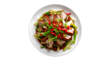 Spicy Pork Belly with Green Onions Delicious Asian Dish,