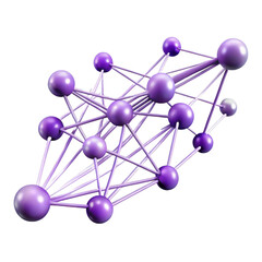 Obraz premium Purple molecular structure network isolated on transparent background