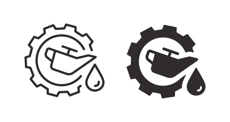 Oil can and gear icons. Symbol lubrication and maintenance.