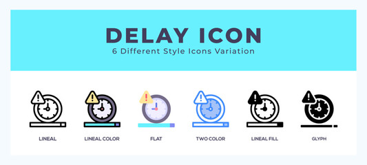 Delay icon set pack vector illustration.