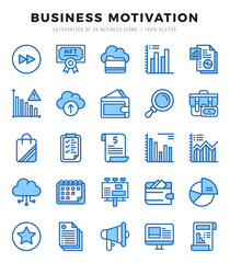 Set of Business Motivation Icons Two Color icons collection.