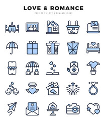 Collection of Love & Romance 25 Two Color Icons Pack.