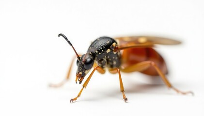 Close-up of a single insect on pure white background, photography, minimal, animal