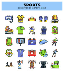 Collection of 25 Sport Icons. A Vibrant Guide to Various Sports and Activities
