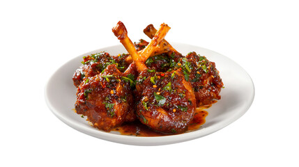 Fototapeta premium Spicy Chicken Lollipops on White Plate Delicious Food