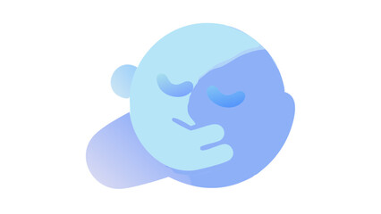 Obraz premium Funny cartoon illustration of baby boy and girl heads with a blue and white egg symbol