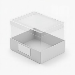 Fototapeta premium 4 piece gift box with clear top and label area, closed , isolated on white background