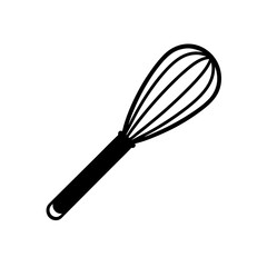 Flat Design Wire Whisk Vector Black Outline Kitchen