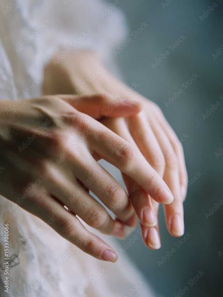 Poster Soft Hands Gently Touching in a Serene, Softly Lit Environment Showcasing a Moment of Tenderness and Connection