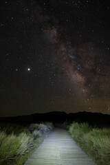 Milky Way aligned behind towering tufa spires, Mono Lake nightscape