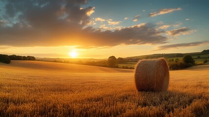 Golden sunset over rolling fields nature landscape photography rural environment scenic viewpoint