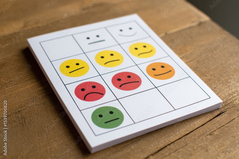 Aufkleber Daily Emotional Check-In Chart for Monitoring Feelings and Well-Being in a Simple and Accessible Format