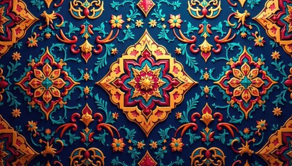 Geometric damask, repeating diamond & arabesque motifs, repeating pattern, design