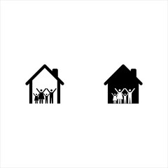Happy family icon set at home. Vector isolated flat illustration.