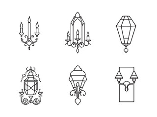 classic decorative wall sconce outline style drawing