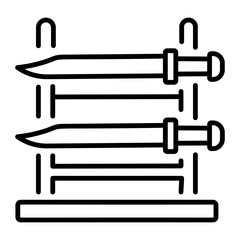 A line style icon showing katana stand