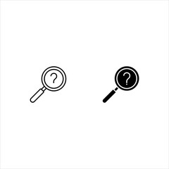 Magnifying glass with question mark icon design on a white background