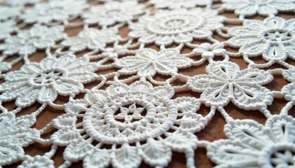Obraz premium Intricate floral lace doily, delicate texture, handmade, antique, filigree