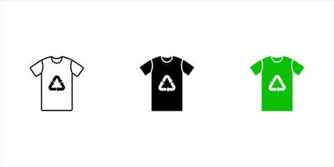 T-shirt with line recycling icon set. Modern icon of recycled materials. Packaging and recycling. Vector illustration
