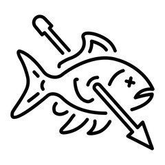 A line style icon showing spearfishing