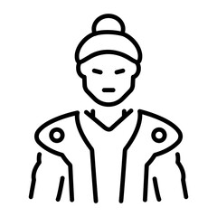 A linear style icon showing samurai