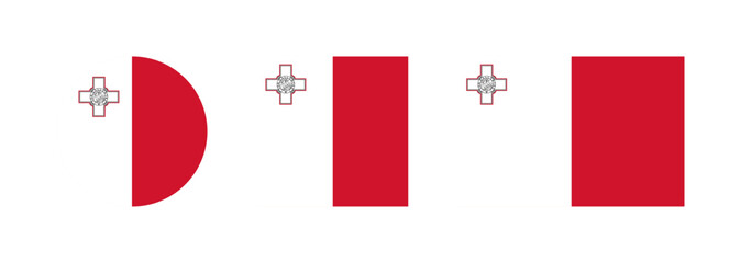 
Malta flag PNG vector. Malta square and round icon isolated on transparent PNG background. Malta flag icon.