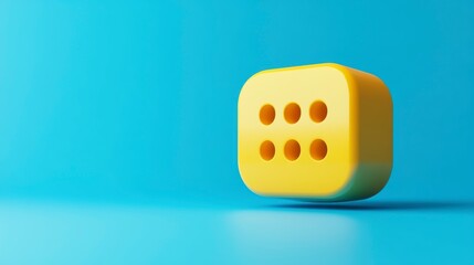 Yellow dice icon on blue background.