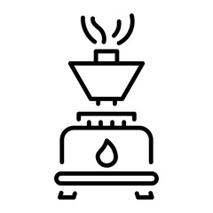 A linear style icon representing camp stove