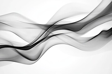 Obraz premium Abstract grayscale waves. Dark smoky lines flowing over a white background. Delicate, smooth curves create a sense of motion and fluidity