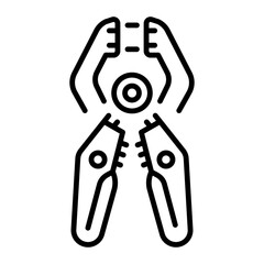 A line style icon showing crimp tool