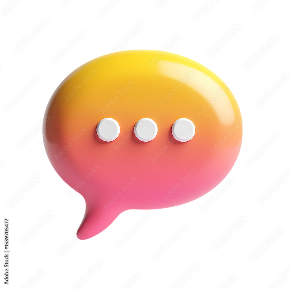 Poster a glossy speech bubble with ellipsis isolated on transparent background