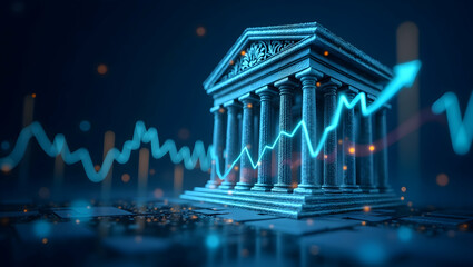 Monetary Policy Analysis: Visuals of Central Bank Operations, Rate Adjustments, and Liquidity Management for Strong Financial Frameworks - Stock Photo Concept with Left Space
