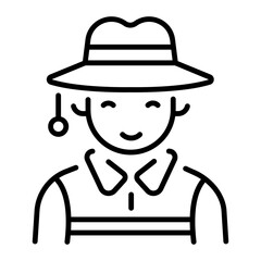 A linear style icon representing fishing hat