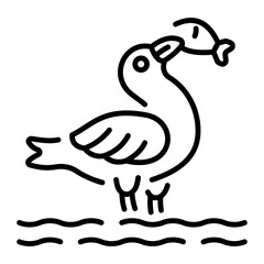 A linear style icon representing seagull