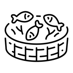 A line style icon showing fish trap