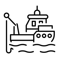 A linear style icon representing trawler