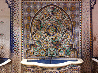 Moroccan public mosaic fountains made by zellige