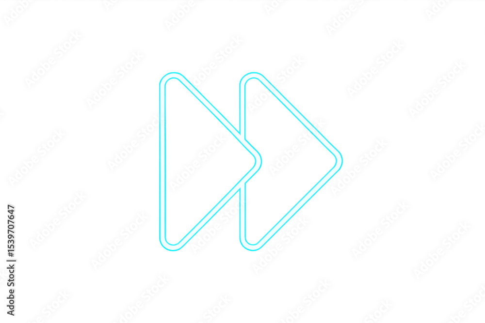 Poster luminous neon double arrow directing rightward, representing progression, advancement, dynamic movem