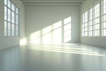 Bright and Airy Modern Empty Room with Soft Shadow Patterns