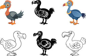 Modern and unique dodo vector illustration, dodo silhouette vector art, line art of dodo vector, vector icon of dodo, Colorful vector of dodo graphics collection © Hai
