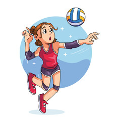 Jump Serve by Female Volleyball Player