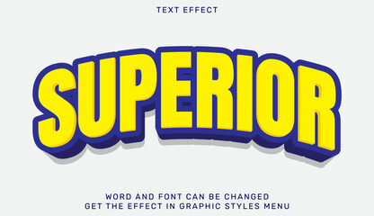 Superior 3d text effect with bold yellow letters and blue outline