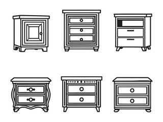 Classic nightstand furniture sketch clean vector design